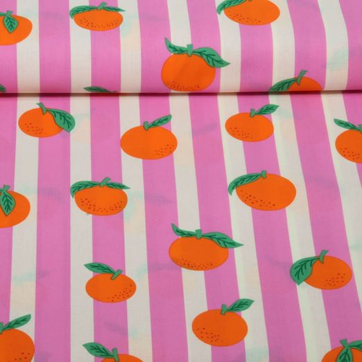 Coton enduit - Orange et Rose vif Coton enduit - Orange et Rose vif