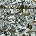 Coton enduit - Feuilles Ecru Coton enduit - Feuilles Ecru