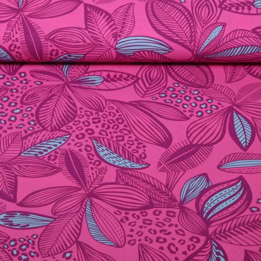 Coton enduit - Motifs Fuchsia Coton enduit - Motifs Fuchsia
