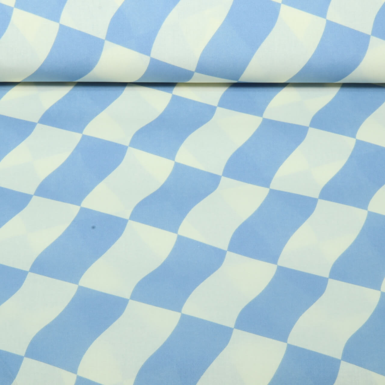 Coton enduit - Carreaux Ecru Bleu-0 Coton enduit - Carreaux Ecru Bleu-0
