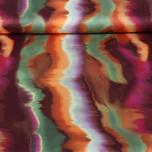 Satin de coton - Motif abstrait à rayures en impression numérique, Bordeaux