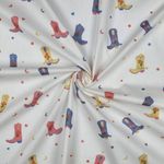 Popeline di cotone – Stivali da cowboy bianchi Popeline di cotone – Stivali da cowboy bianchi