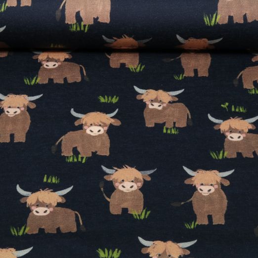 Sweat - Impression numérique « Petites vaches » Bleu marine, gratté Sweat - Impression numérique « Petites vaches » Bleu marine, gratté