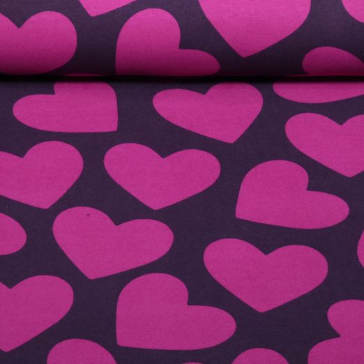 Softsweat - Große Herzen Aubergine Magenta Angeraut