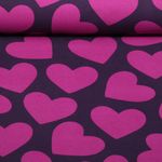 Sweat soft / soft sweat / sweat doux ? - Grands cœurs aubergine magenta gratté