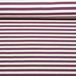 Sommersweat - French Terry Streifen Ecru Aubergine Garngefärbt