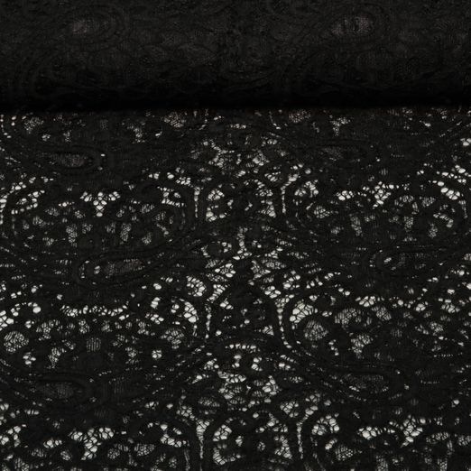 Spitze -  Zweiseitige Bogenkante Paisley Schwarz