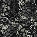 Renda - Borda em arco de dois lados, padrão Paisley, preta