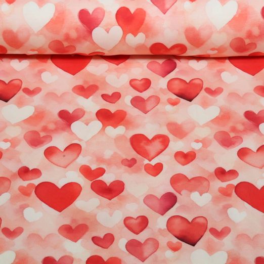 Jersey - Motifs de cœurs en impression numérique rouge