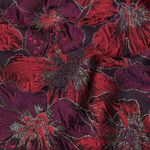 Tessuto per abbigliamento - Jacquard a fiori viola e lilla con glitter Tessuto per abbigliamento - Jacquard a fiori viola e lilla con glitter