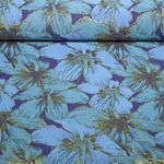 Tissu mode - Jacquard à fleurs, Bleu et Bleu clair, pailleté