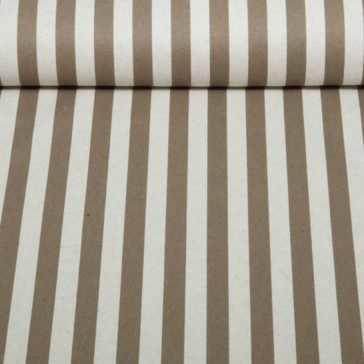 Toile canevas enduite - rayures en aspect lin, Beige et Marron Toile canevas enduite - rayures en aspect lin, Beige et Marron