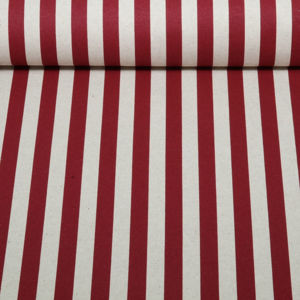Toile canevas enduite - aspect lin, rayures Beige et Rouge-0 Toile canevas enduite - aspect lin, rayures Beige et Rouge-0