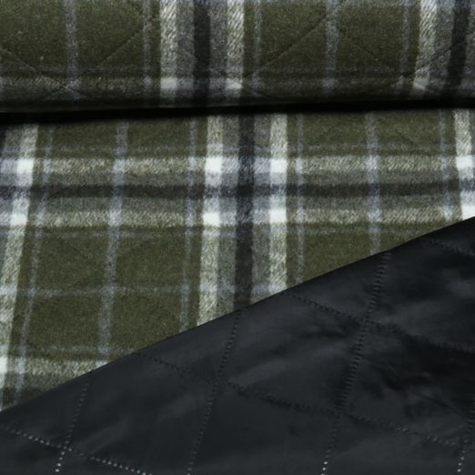 Mantelstoff - Jacquard Karo Khaki Mantelstoff - Jacquard Karo Khaki