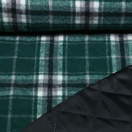 Mantelstoff - Jacquard Karo Petrolgrün Mantelstoff - Jacquard Karo Petrolgrün