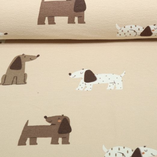 Sommersweat - French Terry Krepp Hunde Beige Sommersweat - French Terry Krepp Hunde Beige