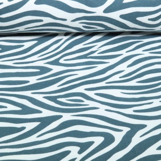 Sommersweat - French Terry Krepp Zebra Ecru Petrol Sommersweat - French Terry Krepp Zebra Ecru Petrol