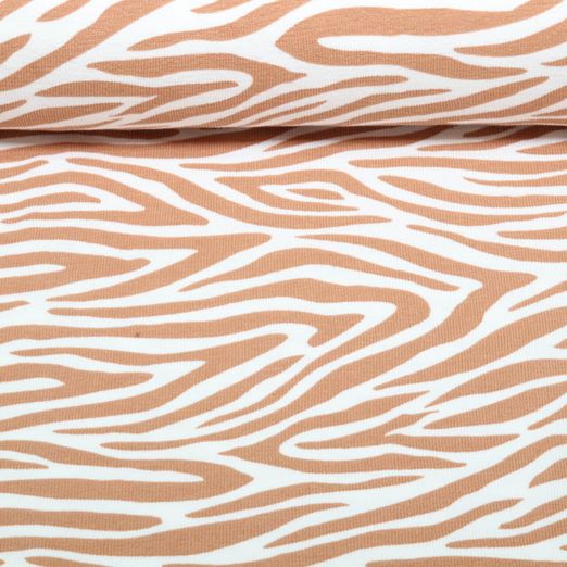 Sommersweat - French Terry Krepp Zebra Weiß Hellbraun