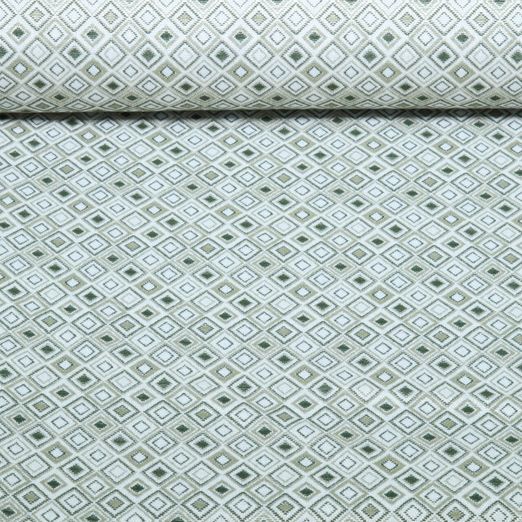 Outdoorstoff - Teflonbeschichtet Jacquard Quadrate Ecru Grün Outdoorstoff - Teflonbeschichtet Jacquard Quadrate Ecru Grün