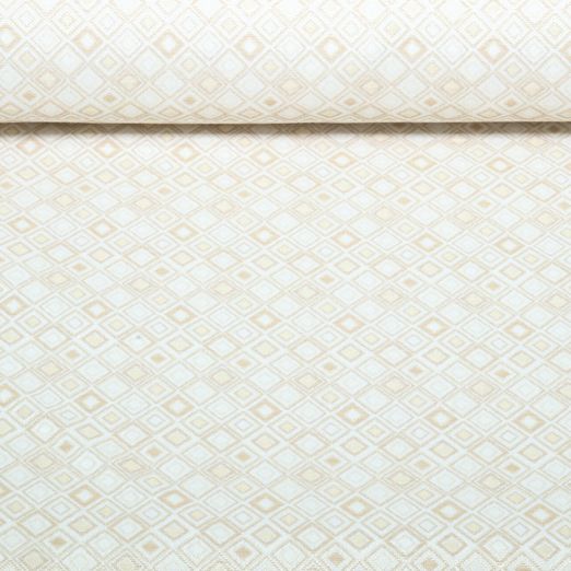 Outdoorstoff - Teflonbeschichtet Jacquard Quadrate Ecru Sand Outdoorstoff - Teflonbeschichtet Jacquard Quadrate Ecru Sand