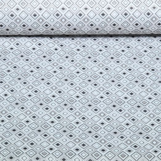 Outdoorstoff - Teflonbeschichtet Jacquard Quadrate Ecru Schwarz