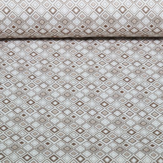 Tissu d'extérieur - Enduit de Téflon, carreaux Ecru et Marron Tissu d'extérieur - Enduit de Téflon, carreaux Ecru et Marron