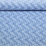 Outdoorstoff - Teflonbeschichtet Jacquard Quadrate Ecru Blau