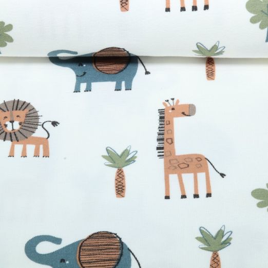Sommersweat - French Terry Krepp Safaritiere Ecru Sommersweat - French Terry Krepp Safaritiere Ecru
