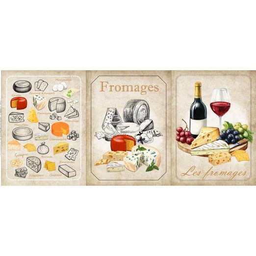 Panneau en toile - Vin et fromage multicolore Panneau en toile - Vin et fromage multicolore