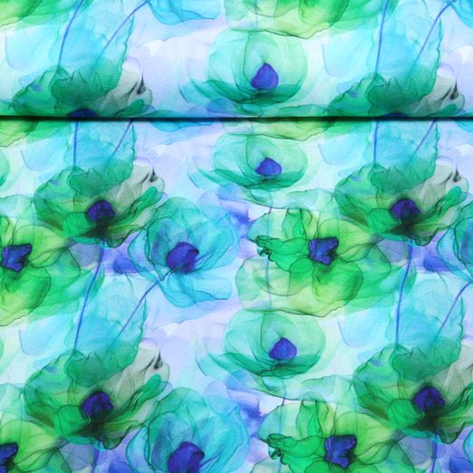 Jersey de viscose - Motif floral impression numérique vert