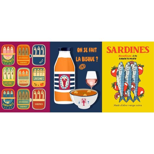 Panneau en toile - Sardines multicolores Panneau en toile - Sardines multicolores