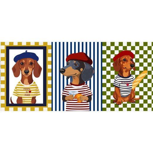 Panneau en toile - Teckel français multicolore
