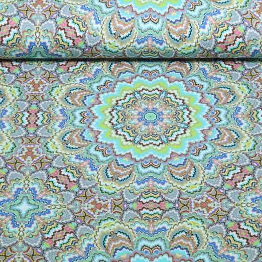 Jersey de viscose - Mandala multicolore avec impression numérique Jersey de viscose - Mandala multicolore avec impression numérique
