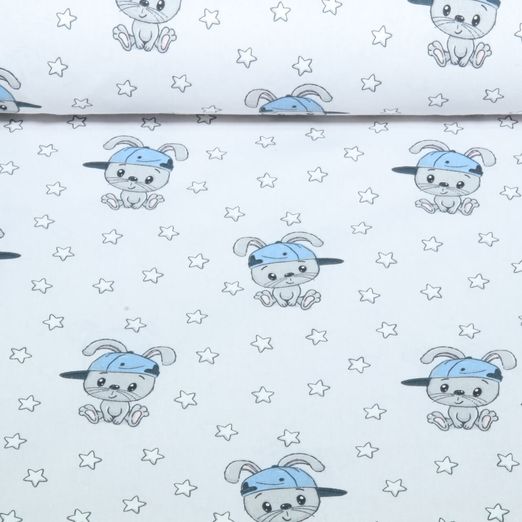 Popeline de coton - Lapins bébés Gris clair Popeline de coton - Lapins bébés Gris clair