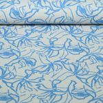 Ramie - Motifs floraux en impression numérique, abstraits, gris et Bleu