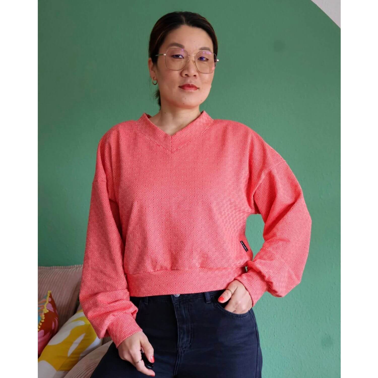 Jersey jacquard bio - HHL Southern Ease Mosaic Knit 3D Rouge-1 Jersey jacquard bio - HHL Southern Ease Mosaic Knit 3D Rouge-1