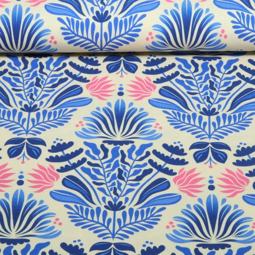 Bio Jersey - HHL Southern Ease Sunlit Botanica Beige Blau Bio Jersey - HHL Southern Ease Sunlit Botanica Beige Blau
