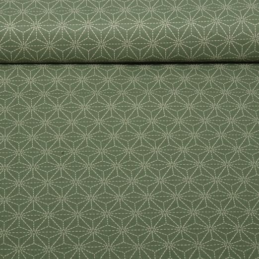 Baumwolle-Webware - Geometrie Olivgrün Beige Baumwolle-Webware - Geometrie Olivgrün Beige