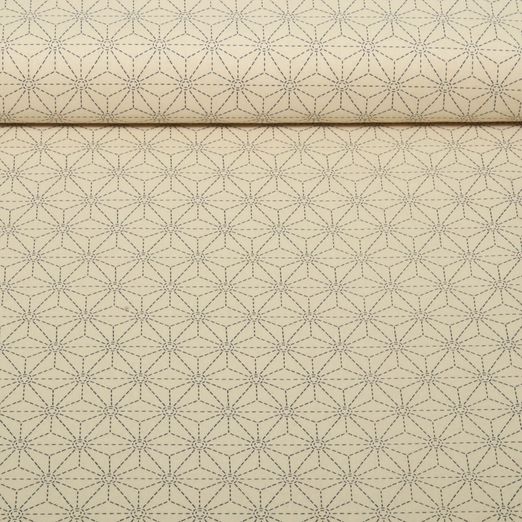 Baumwoll-Webware - Geometrie Beige Marineblau Baumwoll-Webware - Geometrie Beige Marineblau