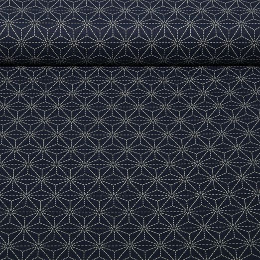 Baumwoll-Webware - Geometrie Marineblau Beige Baumwoll-Webware - Geometrie Marineblau Beige