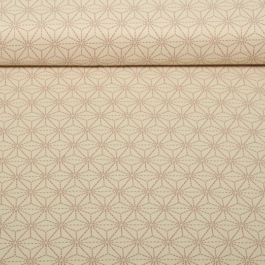 Baumwoll-Webware - Geometrie Beige Rot