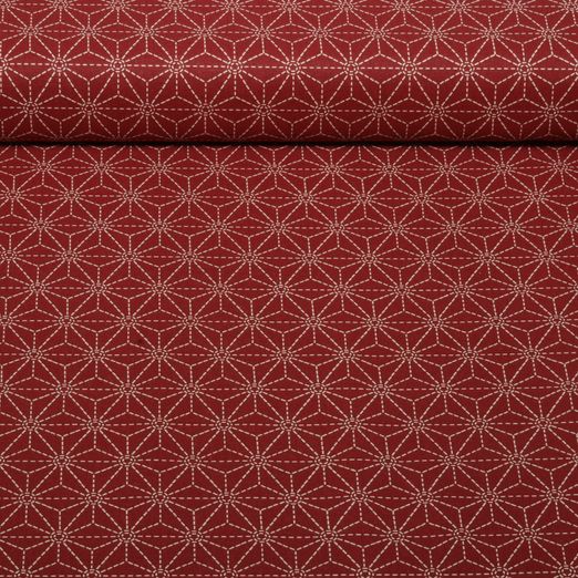 Baumwoll-Webware - Geometrie Rot Beige Baumwoll-Webware - Geometrie Rot Beige