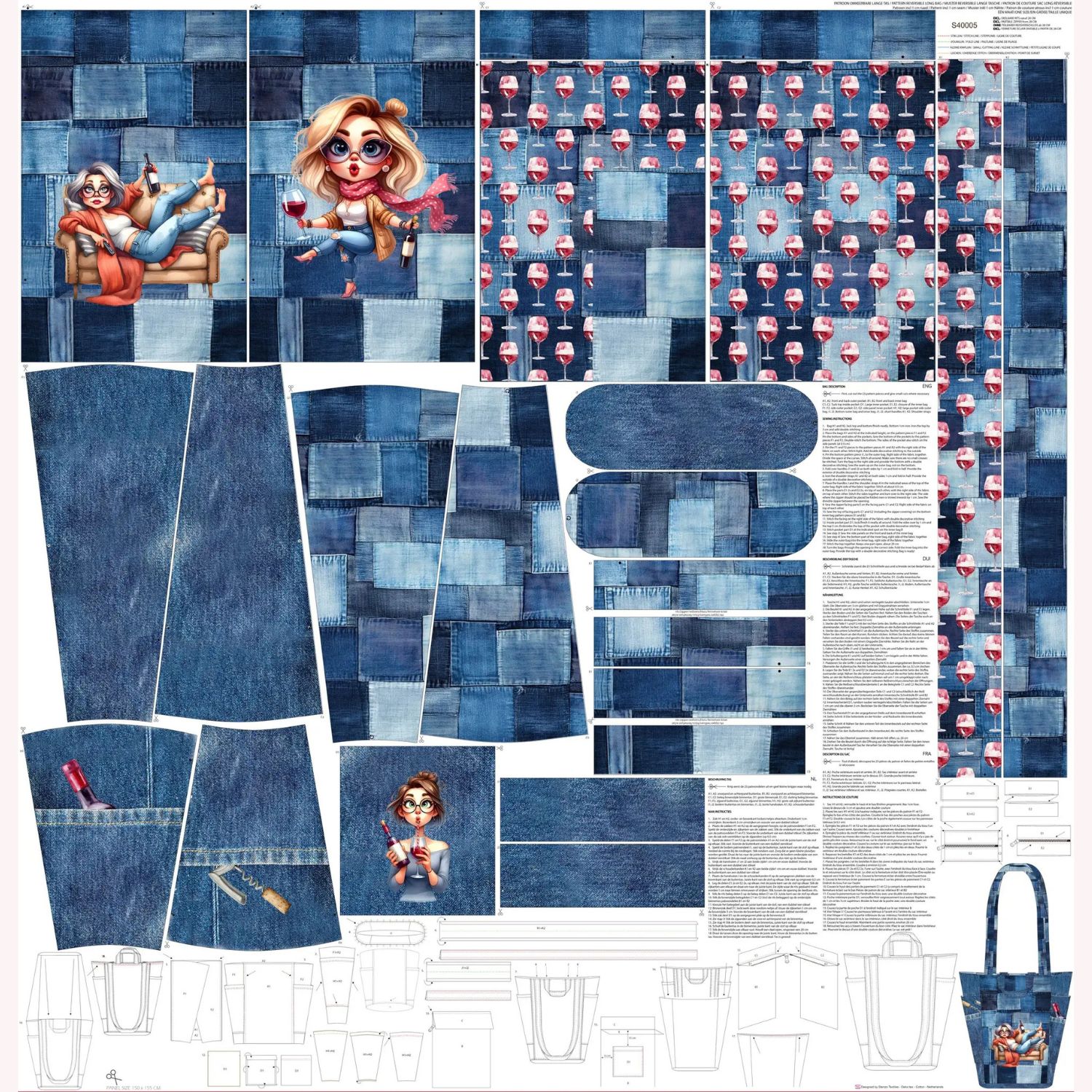 Canvas Taschen Panel - Digital Weinliebe Jeans-1 Canvas Taschen Panel - Digital Weinliebe Jeans-1