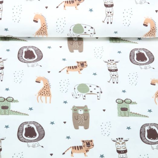 Jersey - Animaux sauvages, Blanc cassé Jersey - Animaux sauvages, Blanc cassé