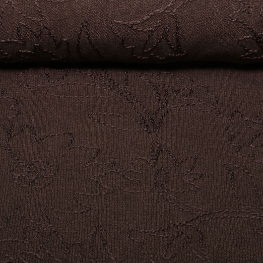 Sweat en maille - Motifs floraux brodés, Marron Sweat en maille - Motifs floraux brodés, Marron