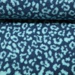 Polaire teddy - Jacquard léopard bleu turquoise Polaire teddy - Jacquard léopard bleu turquoise