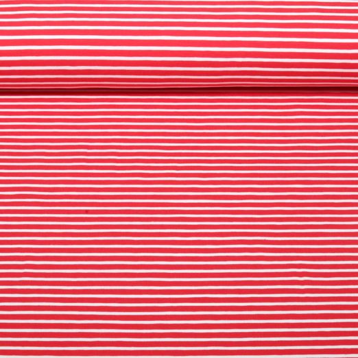 Jersey - Streifen Rot Weiß Garngefärbt Jersey - Streifen Rot Weiß Garngefärbt