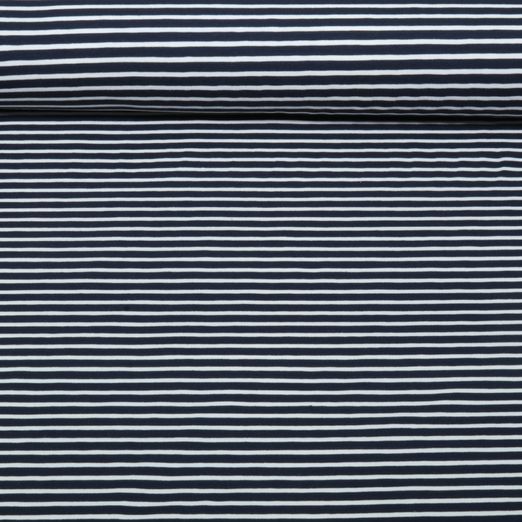 Jersey - Streifen Navy Weiß Garngefärbt Jersey - Streifen Navy Weiß Garngefärbt
