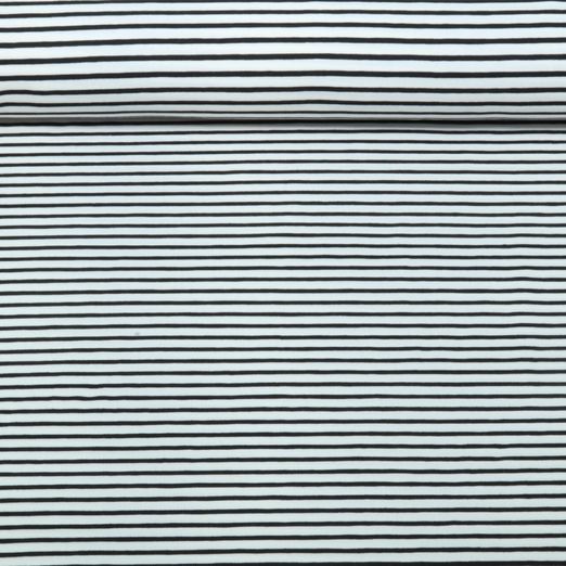 Jersey - Rayures blanches et noires, teint dans la masse Jersey - Rayures blanches et noires, teint dans la masse