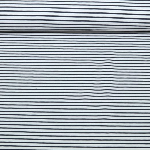 Jersey - Rayures blanches et Bleu marine, teint dans la masse Jersey - Rayures blanches et Bleu marine, teint dans la masse